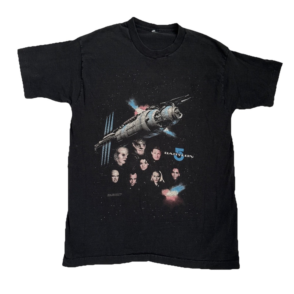 Vintage Men's 1994 Warner Bros Babylon 5 Black Single Stitch T Shirt 2XL Usa
